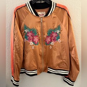 Stylish Mossimo Supply Co. Women's Bomber Jacket with Floral Embroidery